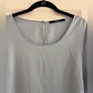 Quince light blue silk short-sleeve blouse